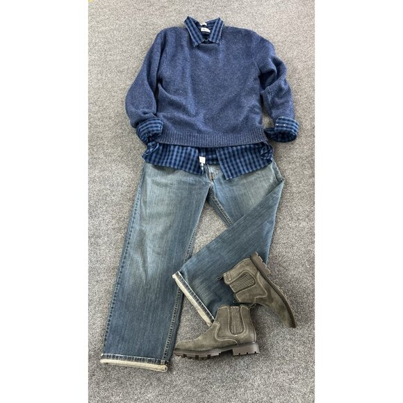 VTG Creighton Shirtmakers Blue Knit Crewneck Sweater Men’s Size L Made In USA - Picture 6 of 7